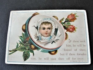 Si lo buscas, será encontrado de ti... Tarjeta de intercambio victoriana efímera del siglo XIX. - Imagen 1 de 2