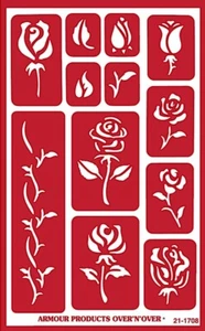 Rüstung wiederverwendbare Over n Over Glas Ätzschablone - Rosenknospen - Bild 1 von 1