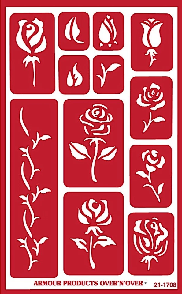 Armour Reusable Over n Over Glass Etching Stencil -  Rose Buds - Image 1 of 1