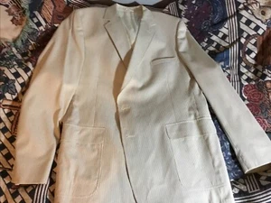 American Craftsman  Gold And White Stripped Suit Coat  50 Extra Long See Details - Picture 1 of 7