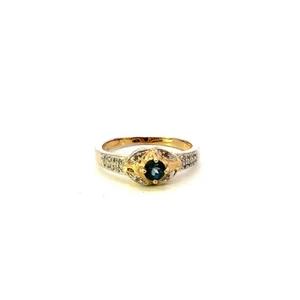 Vintage Vermeil Ring signiert 925 Art Deco Blautopas mit CZ Edelstein Gr. 7 1/4 - Bild 1 von 8