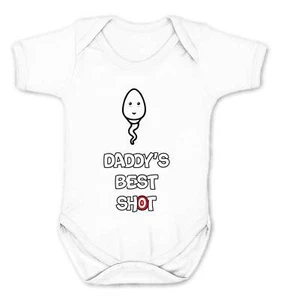 White Babygrow Daddy's Best Shot Baby Vest Novelty Funny Romper FAST SHIPPING - Picture 1 of 3