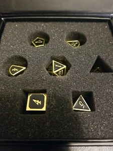 Polyhedral Metal 7Pc Dice Set Black/Gold; DnD, Roleplaying, FREE SHIPPING - Picture 1 of 3