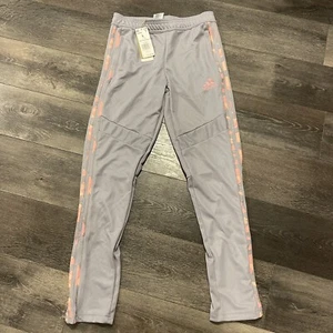 Adidas Kids Large Tiro 19 Training Football Soccer Pants Gray Pink Side Stripe - Picture 1 of 11