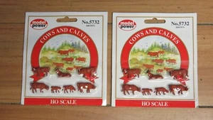 2 PCS  MODEL POWER # 5732 COWS AND CALVES BROWN HO SCALE-  SEALED  621990 - Picture 1 of 3