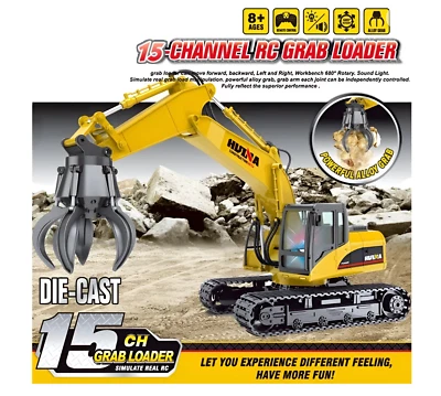 HUNIA Huina 1571 1:14 Scale Metal RC Grabber Excavator Construction Vehicle Toy gI