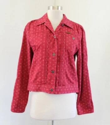 Lauren Ralph Lauren сухих товаров красный желтовато-коричневый цветочный штамп Jean водитель грузовика куртка размер S - Изображение 1 из 4