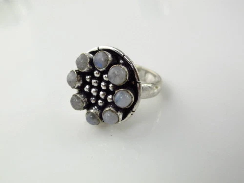 Alluring Genuine Moonstone Silver Plated Multi Stone Ring Size 7.5   MOR155 - Image 1 of 1