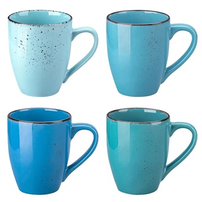 Juego de 4 tazas de café Navia, tazas de café de cerámica de 12 oz, capuchino, café con leche, multi azul Foto 1 de 4