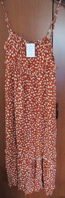 全新 Jodifl 农民无袖太阳裙 长小号人造丝半身 32 35 长度 53 英寸 — 第 1/4 张图片