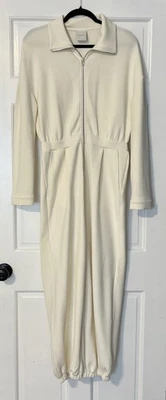 Varley Jumpsuit Womens Medium Jessie Off White Pockets Athleisure Soft Cozy - Image 1 of 4