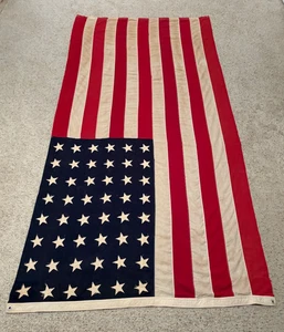 De colección Segunda Guerra Mundial 48 estrellas EE. UU. Bandera cosida estrellas y rayas United Service Flag Co 9 pies - Imagen 1 de 16