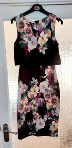 Lipsy Black Floral Body Con Stretch Dress Size UK 8  NEW - Picture 1 of 5