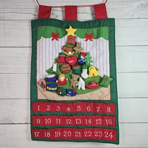 Vintage Fabric Advent 90's Calendar Christmas Decor Ornaments Pockets  - Picture 1 of 9