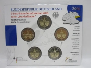Juego de monedas - 2 € juego de monedas conmemorativas 2016 ADFGJ "Dresdner Zwinger" ST en Bl.  GS8305 - Imagen 1 de 2