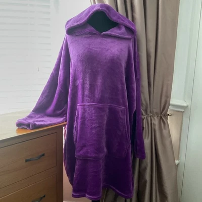 Hoodie Dressing Gown Super Soft Cosy Warm Loungewear L/XL Oversize RP£30 Purple - Image 1 of 4