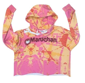 Sudadera con Capucha Recortada Maruchan Tie Dye Gráfico Rosa Naranja Pullover Talla L - Imagen 1 de 10