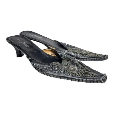 Anne Michelle 10 Jeweled Sequin Pointed Toe Mule Clogs Black Y2K  90's Gothic - Image 1 of 4