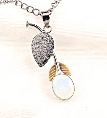 Milky Opal Gemstone 925 Sterling Silver Handmade Jewelry Pendant 1.69" - Image 1 of 4