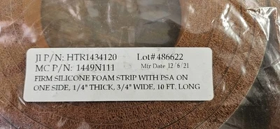 Tira de espuma de silicona firme con PSA 1/4" de grosor 3/4" de ancho 10' de largo Foto 1 de 4