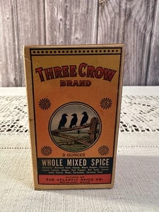 Three Crow Brand Atlantic Spice Co Maine Whole Mixed Spice Paper Box Unopened - Picture 1 of 6