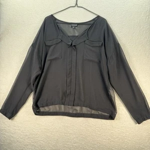 Top Shop Blouse Size 8 Colour Black V Neck Long Sleeves Lightweight Top - Picture 1 of 10