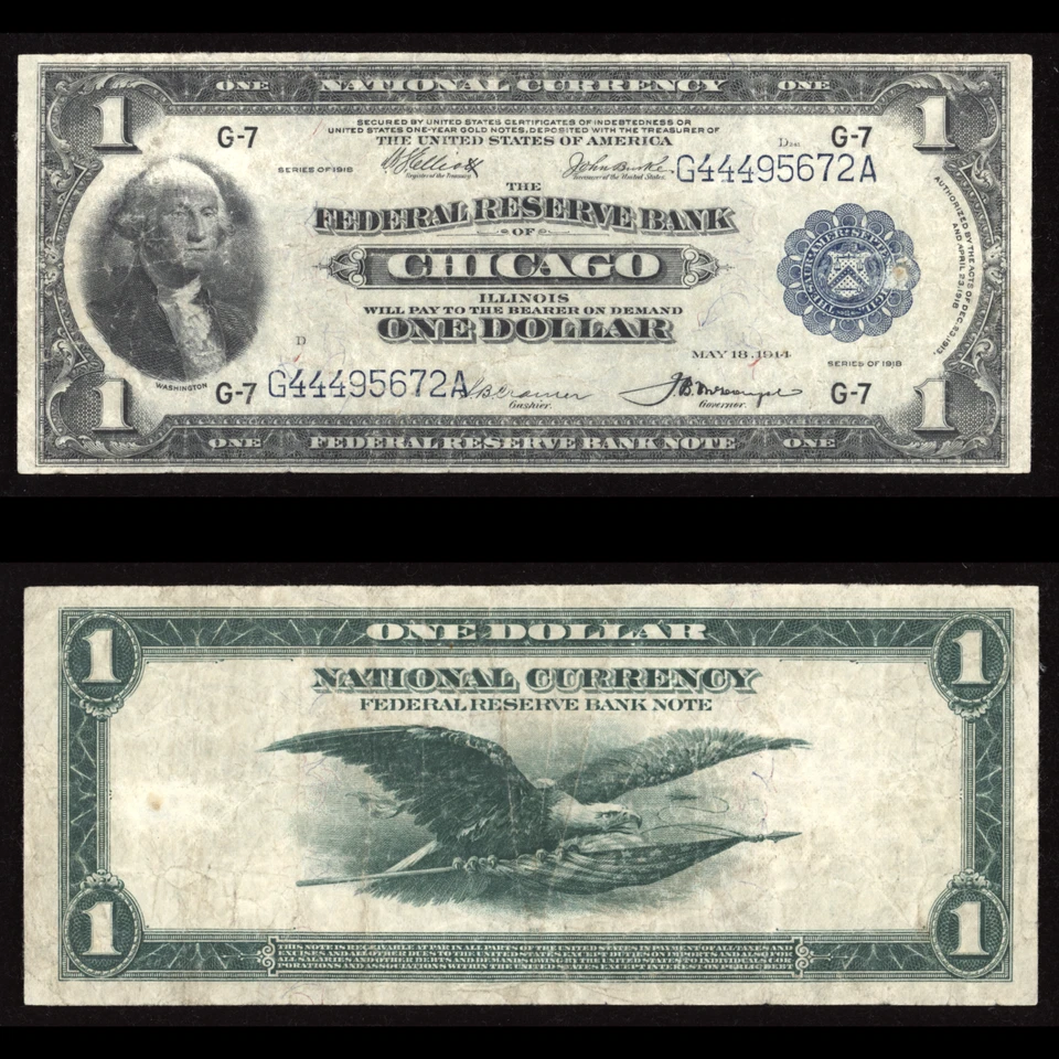 1918 $1 Spread Eagle FRBN - Fr. 729 -  VF - Image 1 of 3