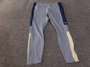 Nike Dri-Fit Tights Pants XL Gray Blue Yellow Mens Compression Running Training - Picture 1 of 12