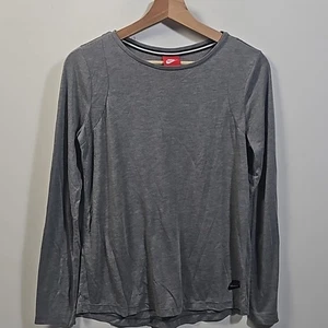 Nike graues Langarmshirt Modal Polyestermischung Dryfit Damen Small grau - Bild 1 von 10