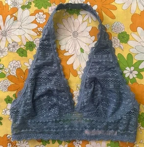Victoria's Secret Floral Lace Halter Bralette Blue Size M - Picture 1 of 4