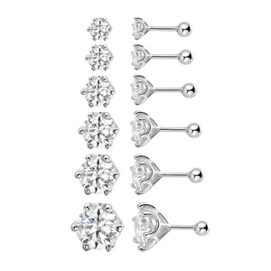 0.2-2ct Round Cut Moissanite Stud Earrings 925 Sterling Silver Pass Tester GRA - Picture 1 of 13