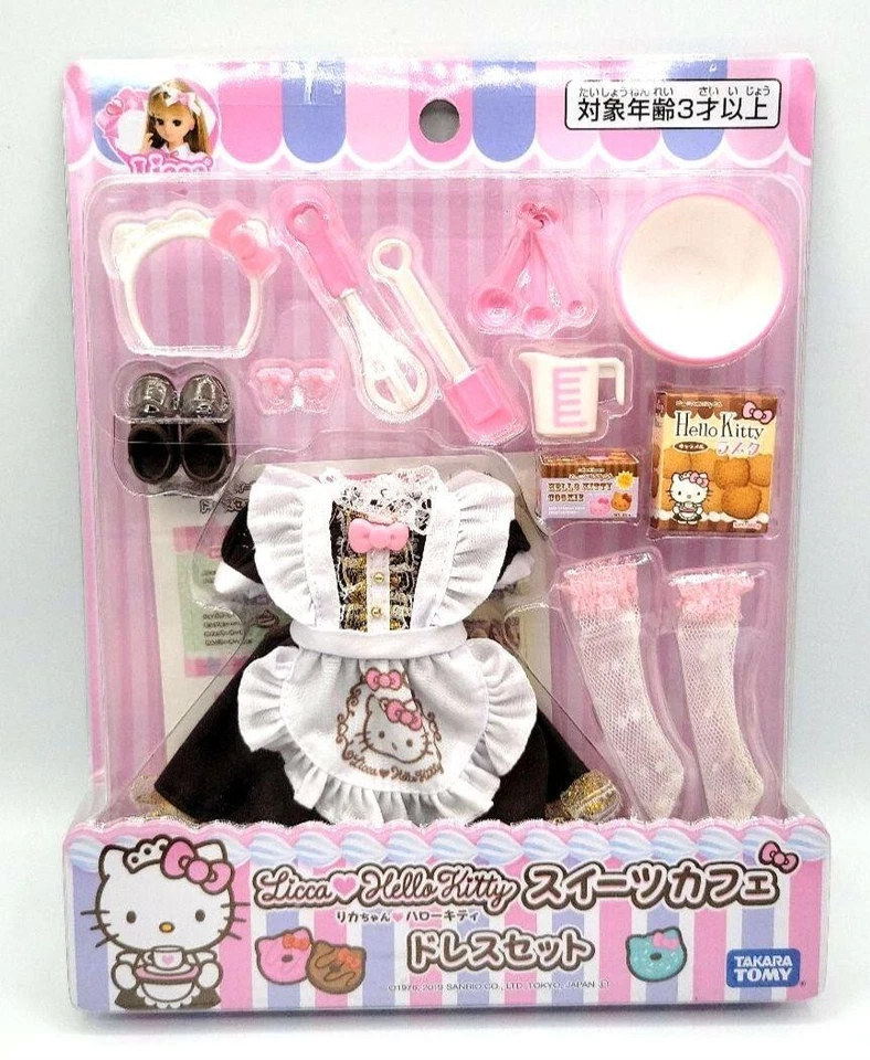 Takara Licca Doll Dress Clothes Hello Kitty Sweets Cafe X Sanrio Japan 1/6 9in