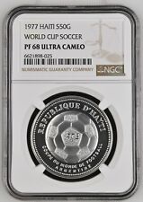 1977 HAITI SILVER 50 GOURDES WORLD CUP SOCCER GAMES - NGC PF 68 ULTRA CAMEO