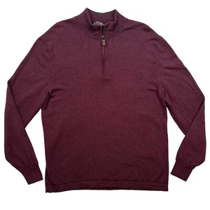 Jos. A. Suéter Bank Para Hombre XXL Granate 100% Lana Merino Viajero 1/4 Cremallera Pullover - Imagen 1 de 11