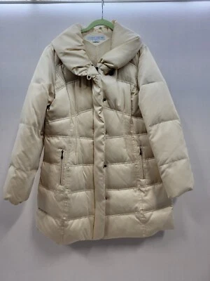 Abrigo Chaqueta de Invierno Larry Levine Mujer Crema Plumón Talla XL Puffer Box A Foto 1 de 4