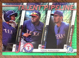 LEODY TAVERAS #'d /99 GREEN MEGA MOJO REFRACTOR TALENT PIPELINE 2017 BOWMAN MEGA