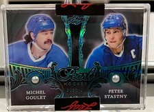 MICHEL GOULET / PETER STASTNY 2020-21 Leaf Pearl Hockey Dual Pearl Base AQUA 1/7