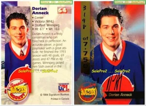 SIGNATURE ROOKIES 1994 DORIAN ANNECK NHL RC WINNIPEG JETS ROOKIE AUTOGRAPH /7750 - Picture 1 of 4