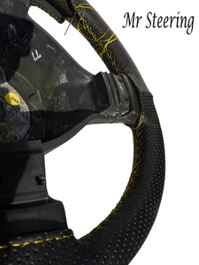 SE ADAPTA A VOLVO F16 (87-93) NUEVA CUBIERTA VOLANTE CUERO PERFORADO PUNTO AMARILLO - Imagen 1 de 2