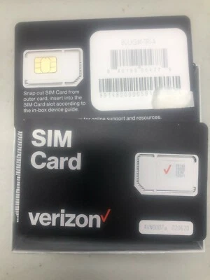 Lot of 100 NEW Verizon 4G LTE Sim Cards 3 IN 1 TRIPLE CUT sealed box unactivated - Image 1 of 3