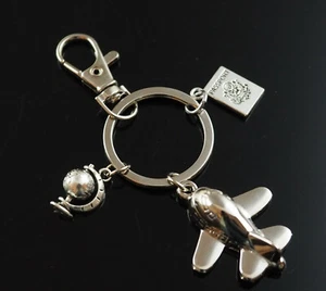 Jumbo Jet Airplane Keychain Clip Globe Passport Charms Pendants World Traveler - Picture 1 of 6