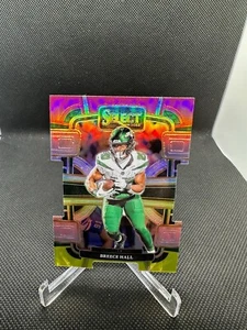 2023 Panini Select Breece Hall Red & Yellow Prizm Concourse Die-Cut #77 Jets - Picture 1 of 2