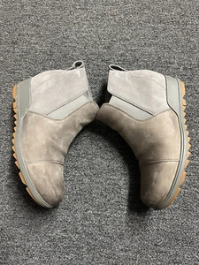 SOREL Womens Size 10 Evie Boots Pull On Gray Chelsea Wedge Leather Outdoor Shoes - Picture 1 of 14