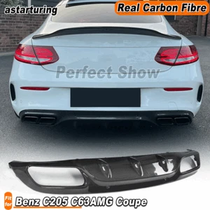Fit For Mercedes C205 C63 Coupe 2015-17 REAL Carbon Rear Bumper Diffuser Lip - Picture 1 of 14