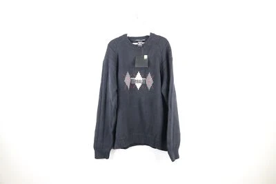 Nuevo de Colección Años 90 Marithe Francois Girbaud Hombres L Deletrear Argyle Tejido Suéter Negro Foto 1 de 4