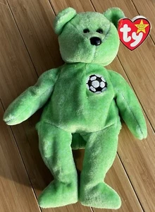 TY Beanie Babies Kicks Bear Green Soccer VTG 1999 1998 Gift Retired - Picture 1 of 11