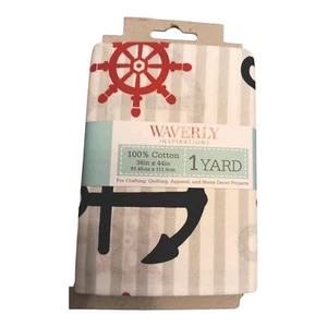 Waverly Inspirations Marineblau Anker 44" x 1 Yard Baumwolle vorgeschnitten Nähen Stoff - Bild 1 von 3