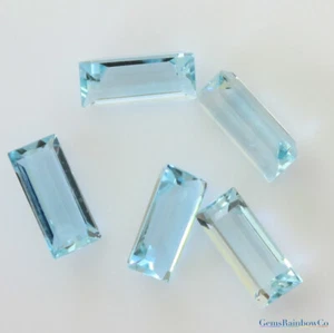 Natural Aquamarine Baguette Faceted 3x2 mm to 10x8 mm Loose gemstone AAA Quality - Picture 1 of 8