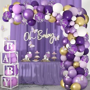 Purple Balloon Arch Kit Birthday Decor Baby Party Butterfly Balloons Garland  - Picture 1 of 10