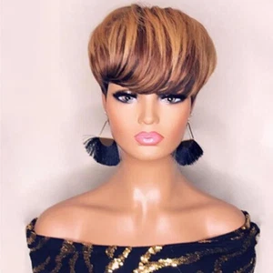 Ombre Hair Short Wigs For Black Women Straight Bob Pixie Cut Wig - Picture 1 of 5